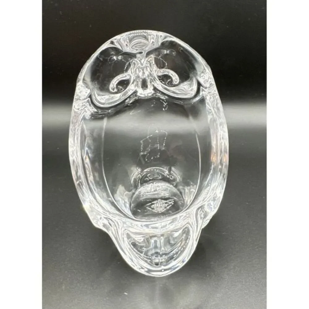 Art Vannes France Crystal Owl Votive/Tealight‎ Candle Holder Signed
